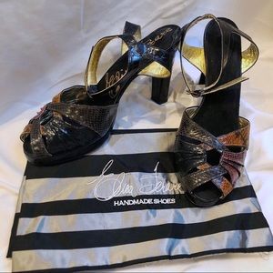 Handmade designer platform heels, size 10